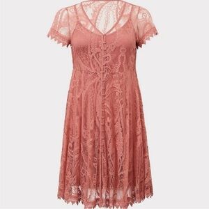 Torrid Elegant Lace Dress in Dusty Pink